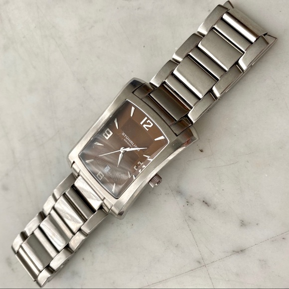 STUHRLING Stainless Steel Watch Bronze Rectangular - Picture 2 of 7